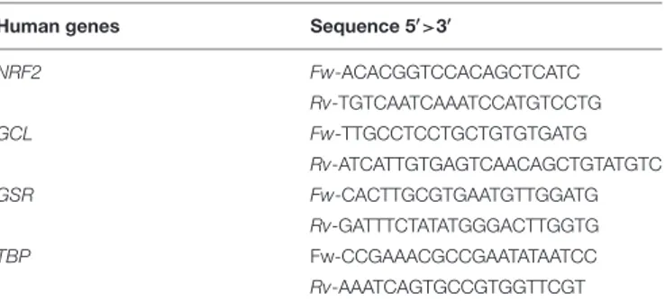 TABLE 1 | Primers used for qRT-PCR.