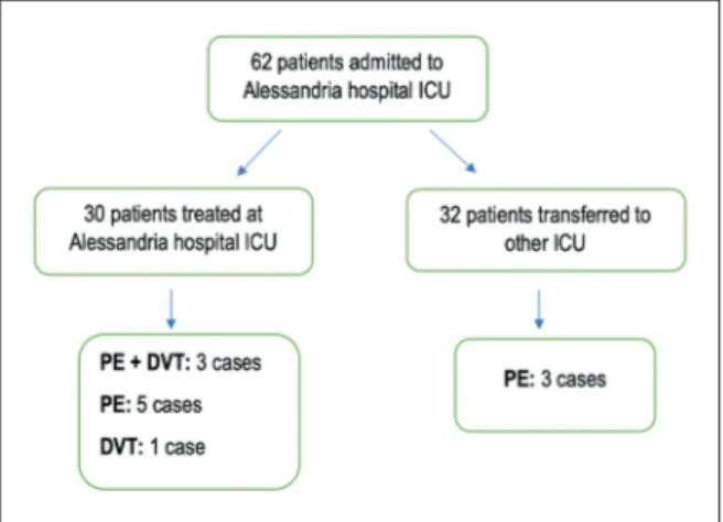 Figure 1.  Algorithm  of  thromboembolic  complication  distribution in intubated patients with moderate or severe  ARDS  related  to  Covid-19