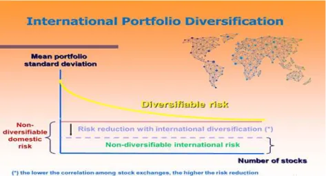 Figure  9  contains  an  example  of  the  link  between a networked world‟s map and the impact of  international  portfolio  diversification  on  diversifiable  and  idiosyncratic  risk