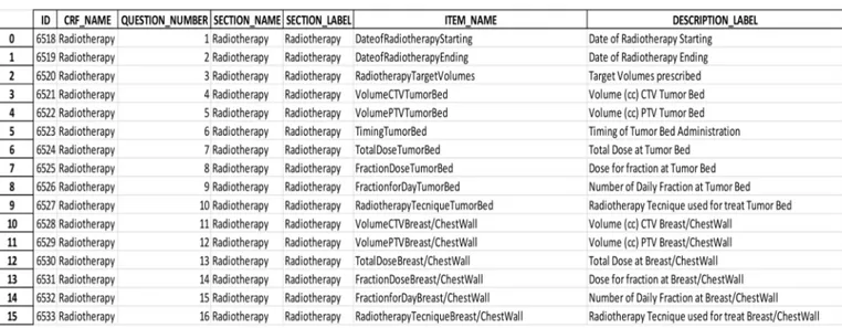 Figure 4. Example of a CRF configuration file. The columns represent various mandatory configuration settings for BOA and are to be interpreted as follows: The ID column represents an internal identifier and is generated automatically when the CRF is first