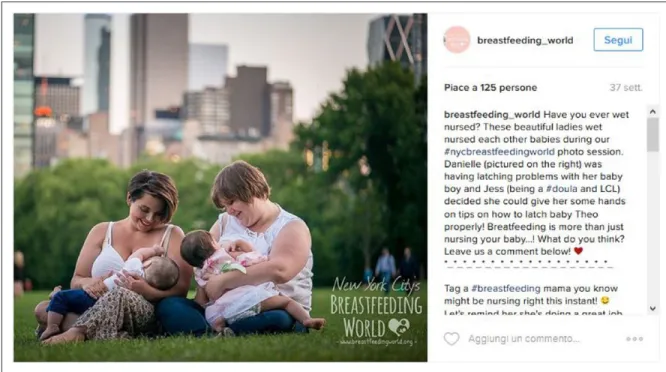 Figure 3.  Wet nursing, a picture posted by @breastfeeding_world, screengrabbed July 2016.