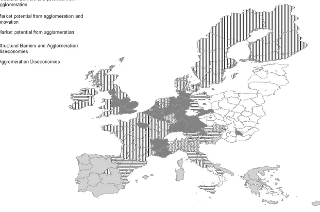 Figure 6: Map of European Regions based on econometric results 