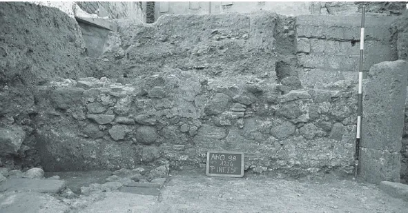 Figura 5: scavi nel cortile dell'Ospedale Vecchio. Perimetrale dell'edifico individuato del settore 1100