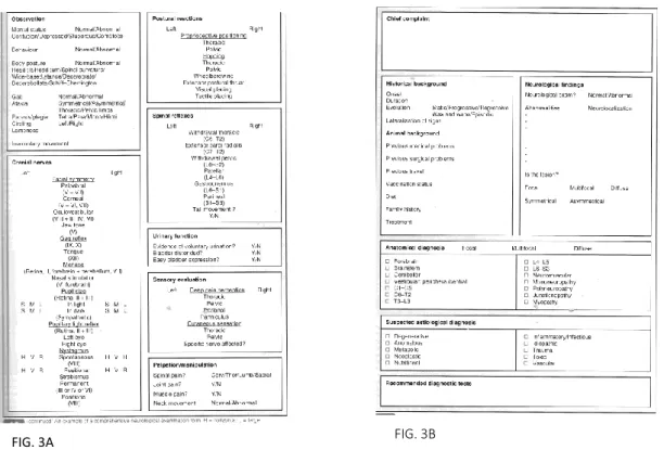 Figure 3A-3B: Esempio di cartella per l’esame neurologico. 