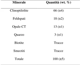 Tabella 4. Composizione mineralogica del litotipo (Cerri et al., 2004). 