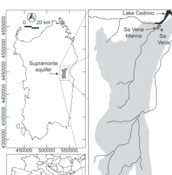 Fig. 1. Geographic location of the Su Gologone karst springs.