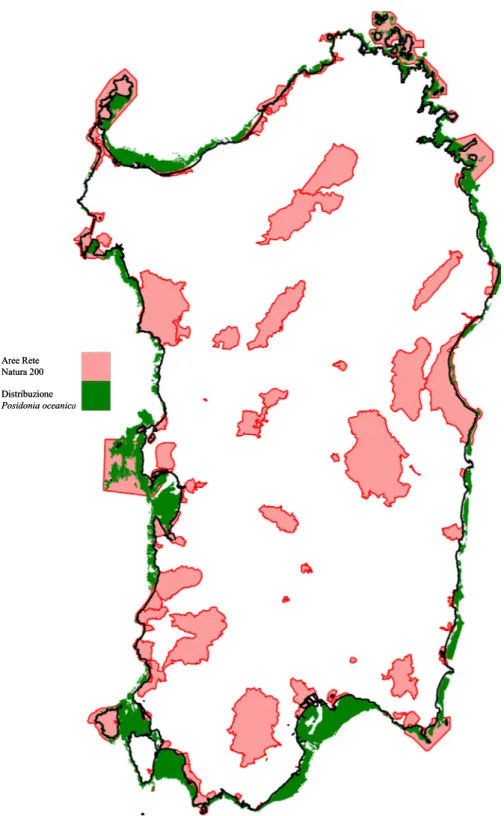 Fig. 3 Copertura habitat prioritario Posidonia oceanica in relazione alle superfici  dei siti Natura 2000 designati, comprese le AMP 