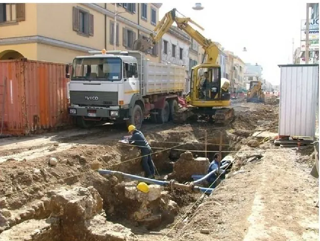 Fig.  4.  Porto  Torres.  Corso  Vittorio  Emanuele.  Indagini  archeologiche  nel  principale  asse  viario  urbano contemporaneo