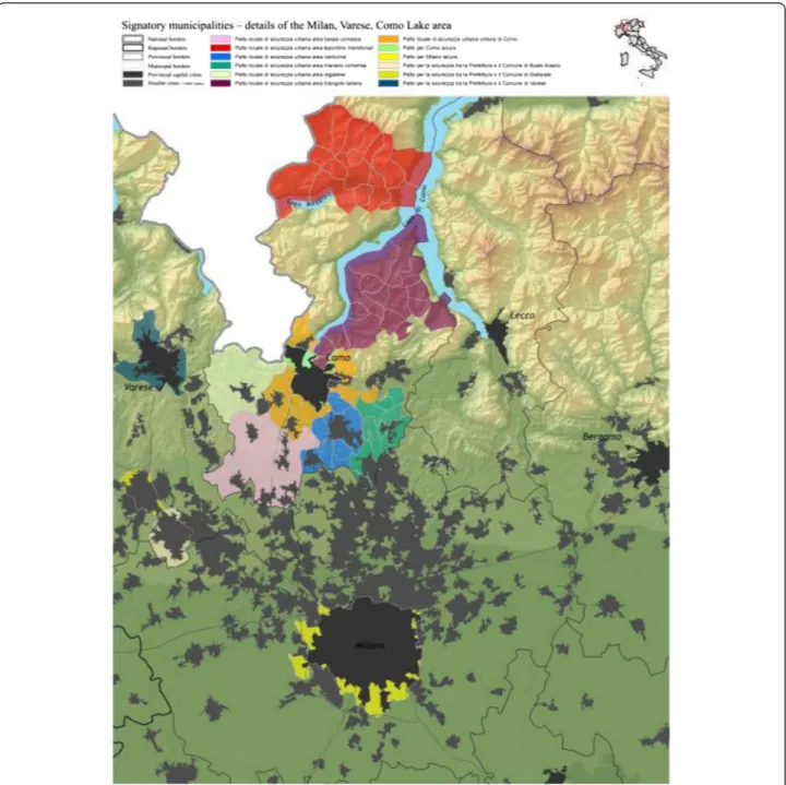 Figure 11 Distribution of Security Pacts in the areas of Milan, Varese, Como Lake. Source: Own data processing