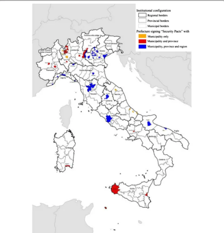 Figure 5 Institutional configuration of Security Pacts. Source: Own data processing. Image: ArcGis.