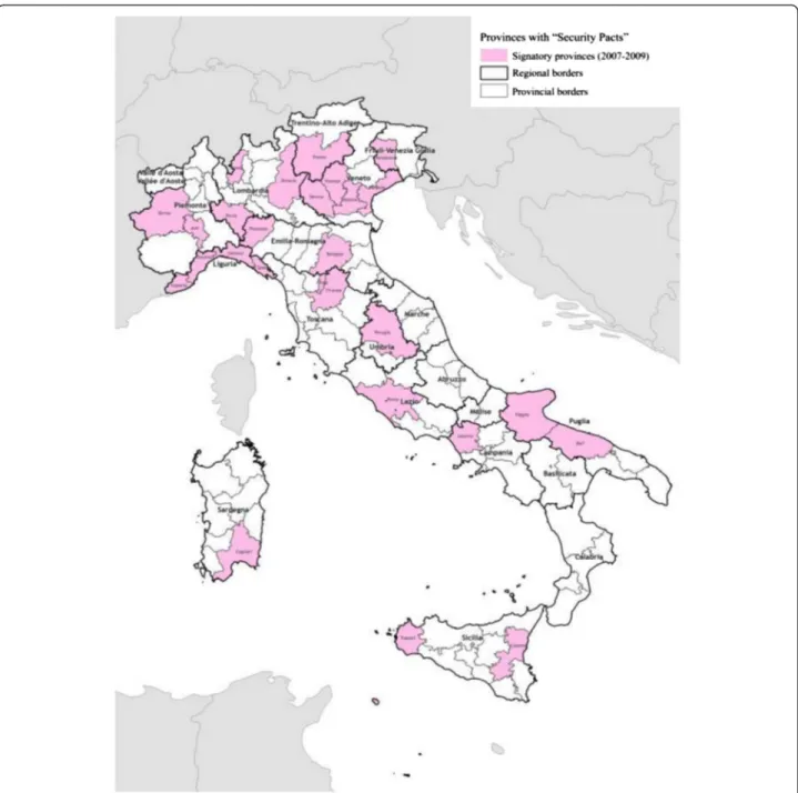 Figure 7 Provinces with Security Pacts. Source: Own data processing. Image: ArcGis.