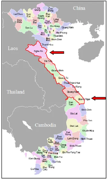 Figure 3.2. Study population in the Central provinces of Vietnam 