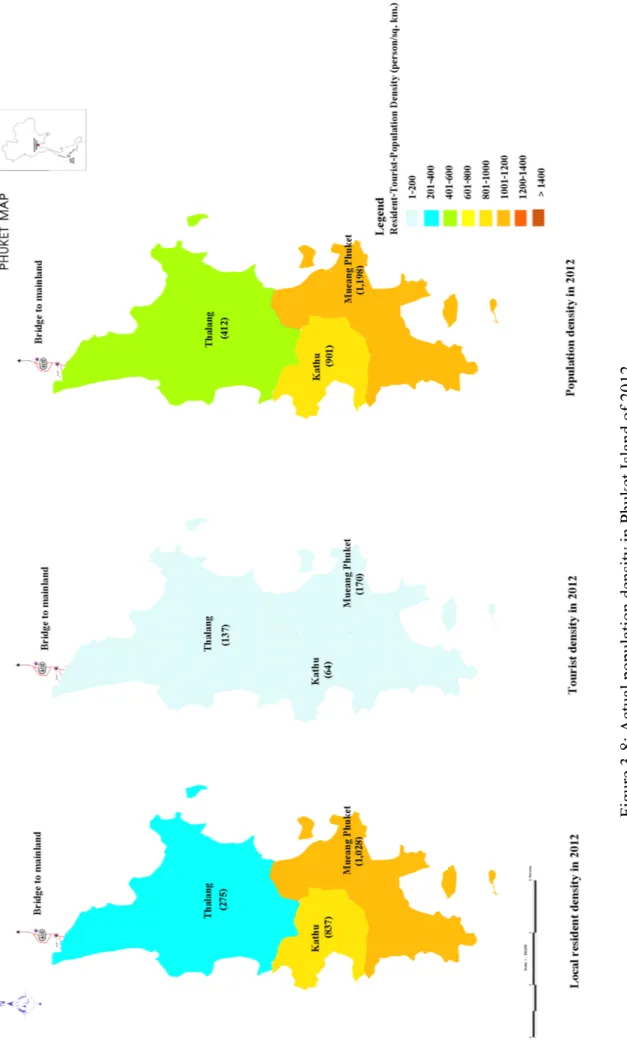 Figure 3-8: Actual population density in Phuket Island of 2012 Source: By authors 