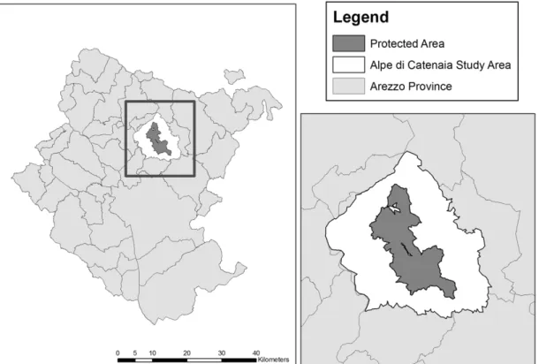 Figure 1. Alpe di Catenaia, Italy. The Alpe di Catenaia study site is located in the Arezzo province in Northern Tuscany, Italy