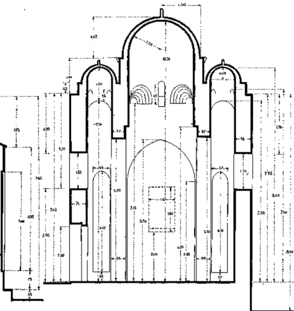 Fig. 10. Mili San Pietro (ME), Santa Maria, bema, sezione trasversale (da Basile 1938)