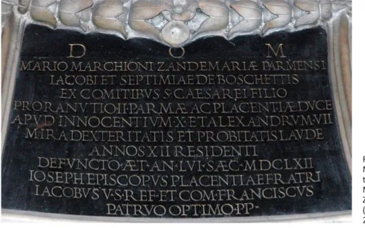 Figure 4. Church of Santa Maria della Scala, funerary  tablet commemorating  Marchese Mario  Zandemaria de Conti  (photo D.R