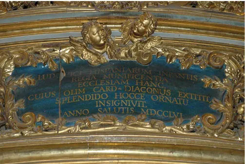 Figure 3. Church of Santa Maria della Scala,  inscription on organ loft   (photo D.R. Marshall, 2004).