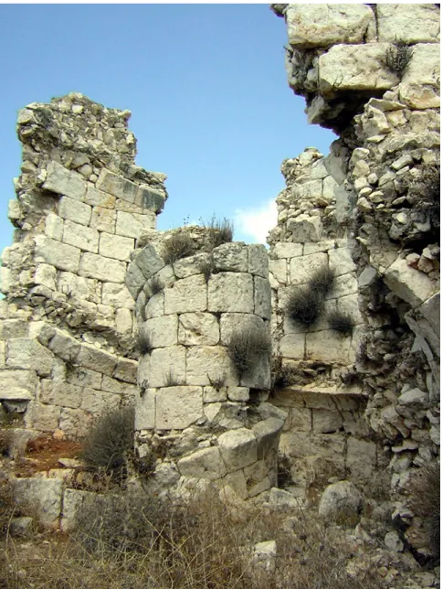 Figura 6. Akkale. Particolare  delle strutture superstiti  della scala a chiocciola che  collegava i differenti livelli del  grande palazzo bizantino (foto  E