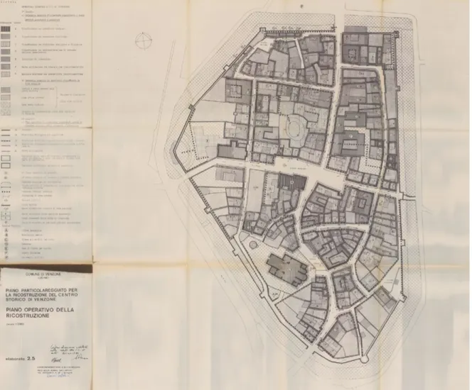 Figura 8. Piano particolareggiato per la ricostruzione del centro storico di Venzone, aprile 1980, R
