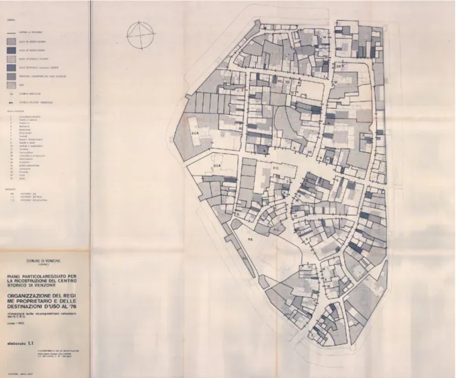 Figura 9. Piano particolareggiato per la ricostruzione del centro storico di Venzone, aprile 1980, R