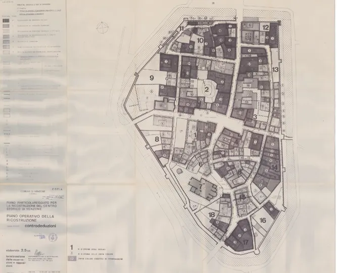 Figura 10. Piano particolareggiato per la ricostruzione del centro storico di Venzone, aprile 1980, R