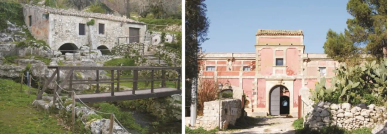 Figura 5. Il patrimonio costruito tradizionale dell’area di Palazzolo Acreide: Mulino Santa Lucia e Villa Bibbia (foto I