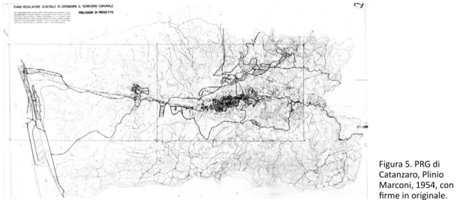 Figura 5. PRG di  Catanzaro, Plinio  Marconi, 1954, con  firme in originale.