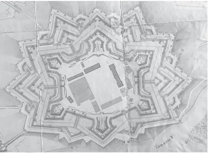 Figura 2. Giò Carbonazzo, Piano della cittadella d’Alessandria indicante il suo stato alla fine di settembre MDCCCXV, dettaglio; 