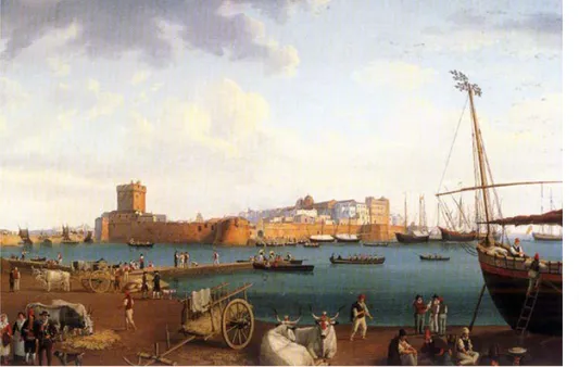 Figura 3. Jacob Philipp  Hackert, Il porto di  Taranto, 1789. Caserta,  Pinacoteca del Palazzo  Reale (da Weidner  1997, p