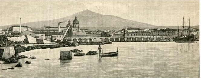 Figura 4. Catania, veduta dal mare (da Chiesi 1892, p. 265).