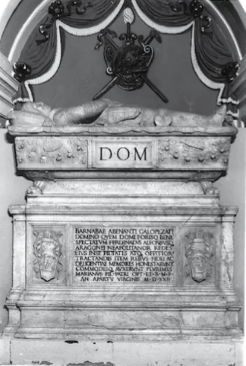 Figura 9. Corigliano, Chiesa di Sant’Antonio, monumento funebre di  Barnaba Abenante, 1522 (da Mussari 2002a, p