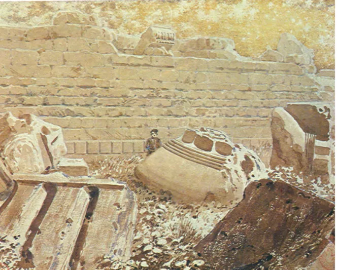 Figura 5. Agrigento, frammenti del Tempio di Giove Olimpico  da (Le voyage d’Italie 1980, p