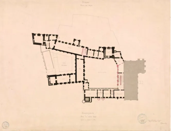 Figure 7. E.E. Viollet-le-Duc, Restauration. Plan du deuxième étage, Août 1860 (Paris, MAP, inv