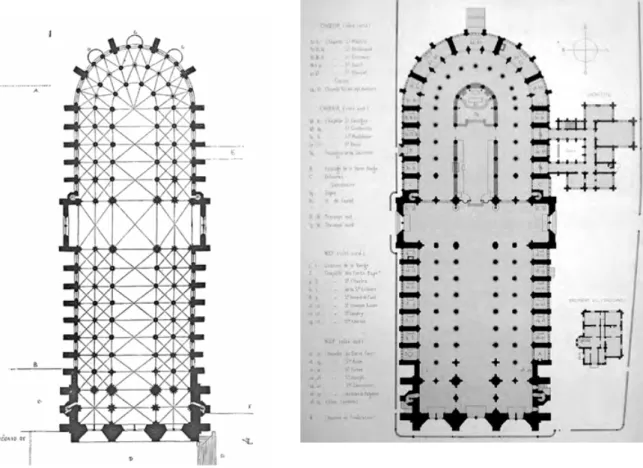 Figura 1. Parigi, cattedrale di Notre-Dame, Plan de Notre-Dame de Paris, 1230 (da De Guilhermy, Viollet-le-Duc 1856, s.p.); 
