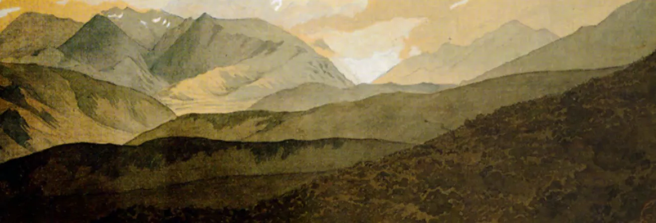 Figura 2. E.E. Viollet-le-Duc, vista della catena dei Pirenei con le valli d’Aure e de Lourion, 1833