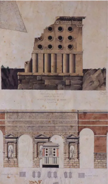 Figura 20. F. Travaglini, Sepolcro di Eurisace  scoperto nell’anno 1838 a porta Maggiore in  Roma, Roma 1841 (Napoli, collezione Moccia).