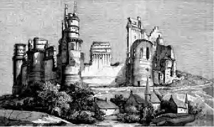 Figura 6. E.E. Viollet-le-Duc, Les ruines  de Pierrefonds (da E.E. Viollet-le-Duc,  Description du château de Pierrefonds,  Bance editeur, Paris 1857, s.p.).