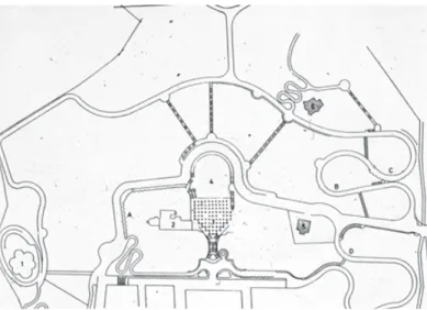 Figura 3. Diseño del Parque Güell, parte del barrio  de la ciudad-jardín destinada a la burguesía  barcelonesa y financiada por el mecenas y  empresario Eusebi Güell (de Güell 1991, p