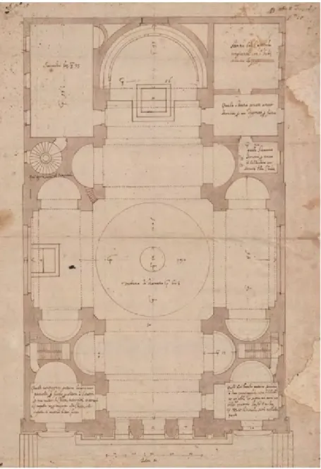 Figura 14. Ottaviano Mascarino,  progetto per la cattedrale di San  Pietro a Frascati, pianta