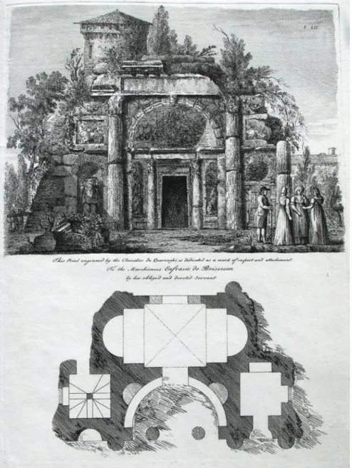 Figura 2. Giacomo  Quarenghi, Rovina nel  Parco di A.A. Bezborodko,  incisione (da Fabbriche  1821, tav