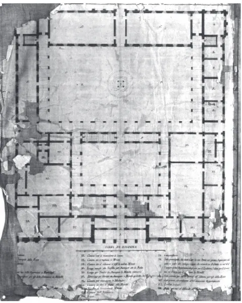 Figura 7. Luigi Balugani,  Pianta di una zecca. Progetto  vincitore del premio Marsili  d’architettura di prima classe  del 1758