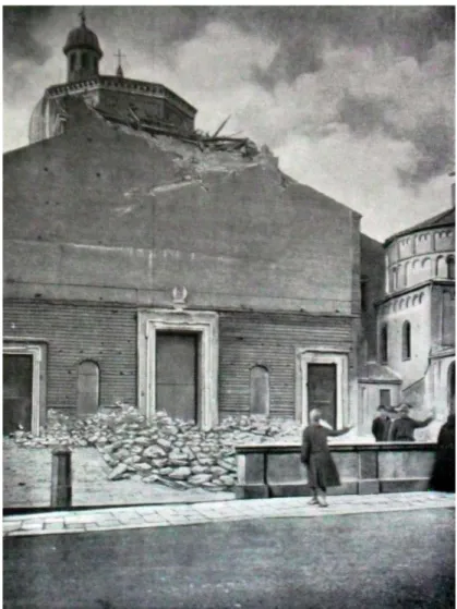 Figura 10.  Padova, il Duomo dopo il bombardamento del 30 dicembre 1917  (da La barbarie austriaca 1920, p