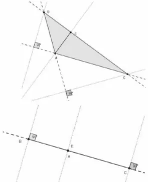 Figure 6. An obtuse angle with clear separation between dotted lines that contain sides and the lines that contain altitudes