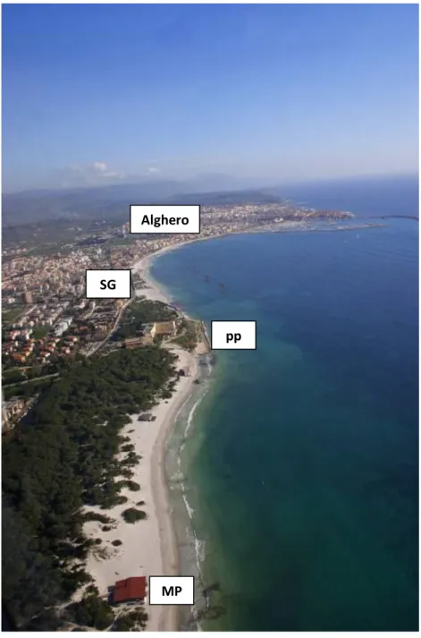 Figura 33 - Le spiagge di San Giovanni (SG) e Maria Pia (MP) separate da Punta del Paru (PP) SG 