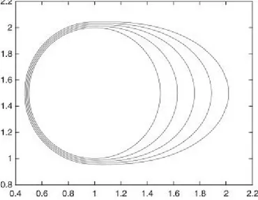 Fig. 5. Basic simulation of wildfire using Level set method. Picture from: Mallet et al., 2009 