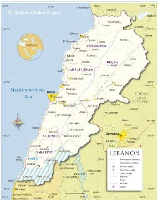 Figure 1: Map of Lebanon 