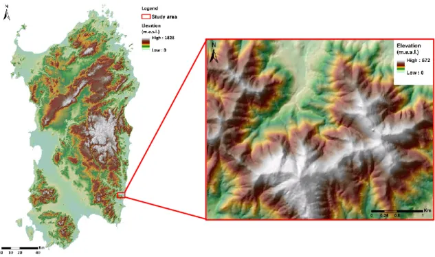 Fig. 2.1. Location of the study area of Muravera in south-eastern Sardinia 