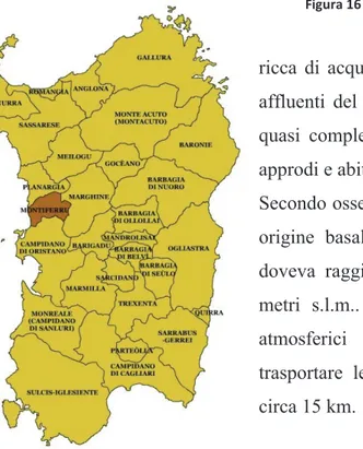 Figura 16 - Le curatorie in Sardegna con la Planargia in evidenza