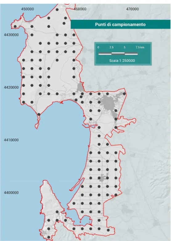 Fig. 10 -  Distribuzione spaziale dei campioni all'interno dell'area di studio 