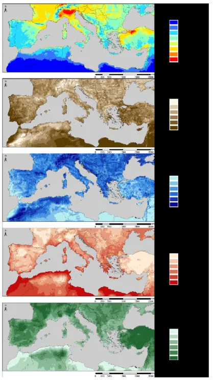 Figure  1.  Modeled  nitrogen  deposition  for  the  Mediterranean  region  based  on  the  European  Monitoring  and  Evaluation  Programme  (EMEP)  model  at  0.1º-0.1º  longitude-latitude  resolution  (EMEP MSC-W chemical transport model [version rv4.7;